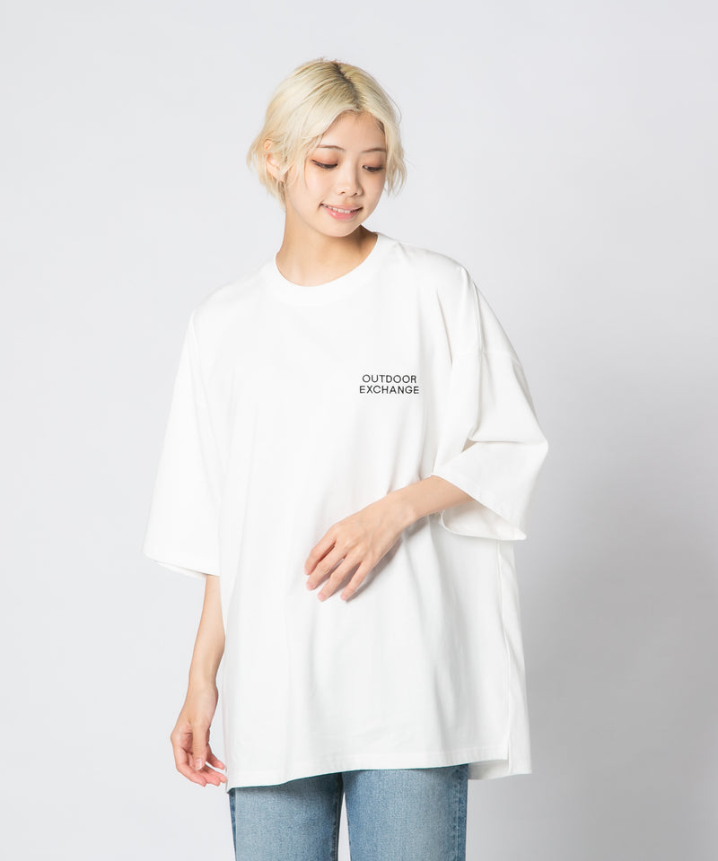 オーバーサイズ サイドスリット 前後差 Tシャツ ルーズフィット UVカット OUTDOOR EXCHANGE