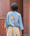 【TOM&JERRY/トムとジェリー】バックプリント 9分袖 BIGシルエットTシャツ ブルー ❘ジーンズメイト公式オンラインショップ