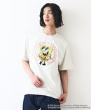 【SPONGEBOB/スポンジ・ボブ】 オリジナルデザイン 刺繍 Tシャツ ドロップショルダー ビッグシルエット ユニセックス キャラクター