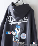 【PEANUTS/ピーナッツ】【ユニセックスデザインでリンクコーデにも◎】MLB×PEANUTS 裏起毛ジップパーカー 保温 キャラクター ドジャース ヤンキース ホワイトソックス