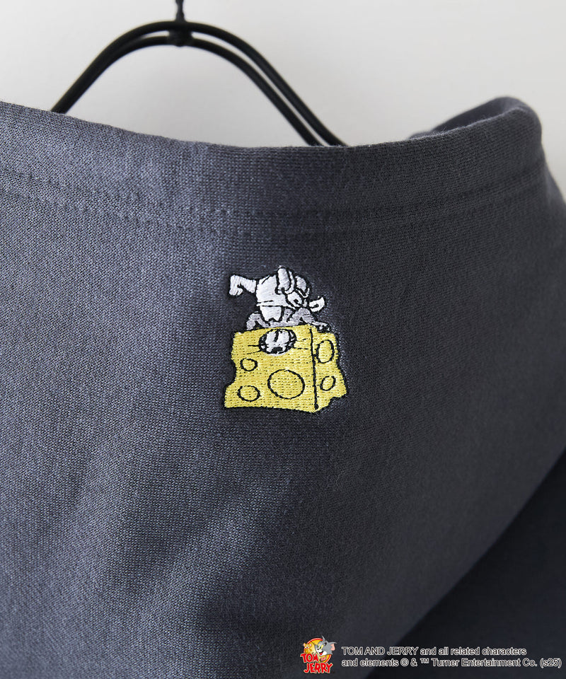 【TOM and JERRY/トムとジェリー】オリジナルデザイン 刺繍 プルオーバーパーカー フーディー ジェリー タフィー サカナ ドロップショルダー ビッグシルエット