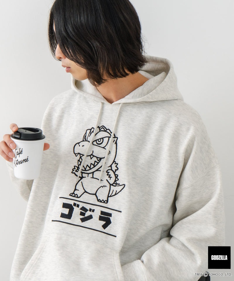 【GODZILLA/ゴジラ】ゴジラ キングギドラ オリジナルデザイン ビッグシルエット 裏起毛 プルオーバーパーカー フーディー ドロップショルダー オーバーサイズ