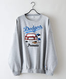 【PEANUTS/ピーナッツ】【ユニセックスデザインでリンクコーデにも◎】MLB×PEANUTS 裏起毛トレーナー 保温 キャラクター ドジャース ヤンキース パイレーツ