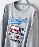 【PEANUTS/ピーナッツ】【ユニセックスデザインでリンクコーデにも◎】MLB×PEANUTS 裏起毛トレーナー 保温 キャラクター ドジャース ヤンキース パイレーツ
