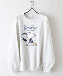 【PEANUTS/ピーナッツ】【ユニセックスデザインでリンクコーデにも◎】MLB×PEANUTS 裏起毛トレーナー 保温 キャラクター ドジャース ヤンキース パイレーツ