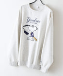 【PEANUTS/ピーナッツ】【ユニセックスデザインでリンクコーデにも◎】MLB×PEANUTS 裏起毛トレーナー 保温 キャラクター ドジャース ヤンキース パイレーツ