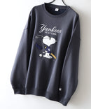 【PEANUTS/ピーナッツ】【ユニセックスデザインでリンクコーデにも◎】MLB×PEANUTS 裏起毛トレーナー 保温 キャラクター ドジャース ヤンキース パイレーツ
