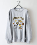 【PEANUTS/ピーナッツ】【ユニセックスデザインでリンクコーデにも◎】MLB×PEANUTS 裏起毛トレーナー 保温 キャラクター ドジャース ヤンキース パイレーツ