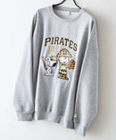 【PEANUTS/ピーナッツ】【ユニセックスデザインでリンクコーデにも◎】MLB×PEANUTS 裏起毛トレーナー 保温 キャラクター ドジャース ヤンキース パイレーツ