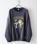 【PEANUTS/ピーナッツ】【ユニセックスデザインでリンクコーデにも◎】MLB×PEANUTS 裏起毛トレーナー 保温 キャラクター ドジャース ヤンキース パイレーツ