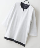 【汗染みの目立ちにくいTシャツ ZEROSTAIN/ゼロステイン】フェイクレイヤード ビッグシルエット キーネック クルーネック 7分袖Tシャツ 防汚 ＵＶカット ❘ジーンズメイト公式オンラインショップ