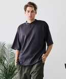 【BLUE STANDARD/ブルースタンダード】【ひんやり涼しい接触冷感】COOLスムースヘンリーネックTシャツ リラックスフィット スムース素材 なめらか きれいめ
