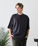 【BLUE STANDARD/ブルースタンダード】【ひんやり涼しい接触冷感】COOLスムースヘンリーネックTシャツ リラックスフィット スムース素材 なめらか きれいめ