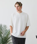 【BLUE STANDARD/ブルースタンダード】【ひんやり涼しい接触冷感】COOLスムースヘンリーネックTシャツ リラックスフィット スムース素材 なめらか きれいめ