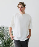 【BLUE STANDARD/ブルースタンダード】【ひんやり涼しい接触冷感】COOLスムースヘンリーネックTシャツ リラックスフィット スムース素材 なめらか きれいめ