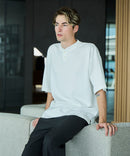 【BLUE STANDARD/ブルースタンダード】【ひんやり涼しい接触冷感】COOLスムースヘンリーネックTシャツ リラックスフィット スムース素材 なめらか きれいめ