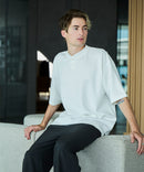 【BLUE STANDARD/ブルースタンダード】【ひんやり涼しい接触冷感】COOLスムースヘンリーネックTシャツ リラックスフィット スムース素材 なめらか きれいめ