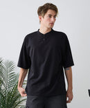 【BLUE STANDARD/ブルースタンダード】【ひんやり涼しい接触冷感】COOLスムースヘンリーネックTシャツ リラックスフィット スムース素材 なめらか きれいめ