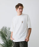 【BLUE STANDARD/ブルースタンダード】【ひんやり涼しい接触冷感】COOLスムース 部分刺繍Tシャツ リラックスフィット オーバーサイズ スムース素材 ネコ オバケ なめらか きれいめ