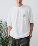 【BLUE STANDARD/ブルースタンダード】【ひんやり涼しい接触冷感】COOLスムース 部分刺繍Tシャツ リラックスフィット オーバーサイズ スムース素材 ネコ オバケ なめらか きれいめ