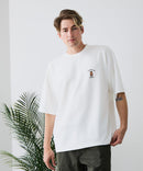 【BLUE STANDARD/ブルースタンダード】【ひんやり涼しい接触冷感】COOLスムース 部分刺繍Tシャツ リラックスフィット オーバーサイズ スムース素材 ネコ オバケ なめらか きれいめ
