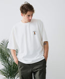 【BLUE STANDARD/ブルースタンダード】【ひんやり涼しい接触冷感】COOLスムース 部分刺繍Tシャツ リラックスフィット オーバーサイズ スムース素材 ネコ オバケ なめらか きれいめ