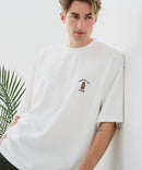【BLUE STANDARD/ブルースタンダード】【ひんやり涼しい接触冷感】COOLスムース 部分刺繍Tシャツ リラックスフィット オーバーサイズ スムース素材 ネコ オバケ なめらか きれいめ