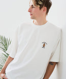 【BLUE STANDARD/ブルースタンダード】【ひんやり涼しい接触冷感】COOLスムース 部分刺繍Tシャツ リラックスフィット オーバーサイズ スムース素材 ネコ オバケ なめらか きれいめ