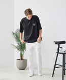 【BLUE STANDARD/ブルースタンダード】【ひんやり涼しい接触冷感】COOLスムース 部分刺繍Tシャツ リラックスフィット オーバーサイズ スムース素材 ネコ オバケ なめらか きれいめ