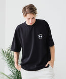 【BLUE STANDARD/ブルースタンダード】【ひんやり涼しい接触冷感】COOLスムース 部分刺繍Tシャツ リラックスフィット オーバーサイズ スムース素材 ネコ オバケ なめらか きれいめ