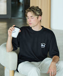【BLUE STANDARD/ブルースタンダード】【ひんやり涼しい接触冷感】COOLスムース 部分刺繍Tシャツ リラックスフィット オーバーサイズ スムース素材 ネコ オバケ なめらか きれいめ