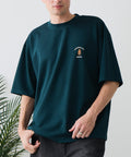 【BLUE STANDARD/ブルースタンダード】【ひんやり涼しい接触冷感】COOLスムース 部分刺繍Tシャツ リラックスフィット オーバーサイズ スムース素材 ネコ オバケ なめらか きれいめ