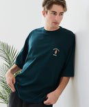 【BLUE STANDARD/ブルースタンダード】【ひんやり涼しい接触冷感】COOLスムース 部分刺繍Tシャツ リラックスフィット オーバーサイズ スムース素材 ネコ オバケ なめらか きれいめ