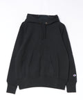 【CHAMPION/チャンピオン】【コットン素材はアメリカ綿100%】REVERSE WEAVE リバースウィーブ 裏起毛フーデッドスウェットシャツ プルオーバーパーカー フーディ C3-Y132 サステナブルコットン エクスパンションガゼット タフ ネームタグ ユニセックス ブラック ❘ジーンズメイト公式オンラインショップ