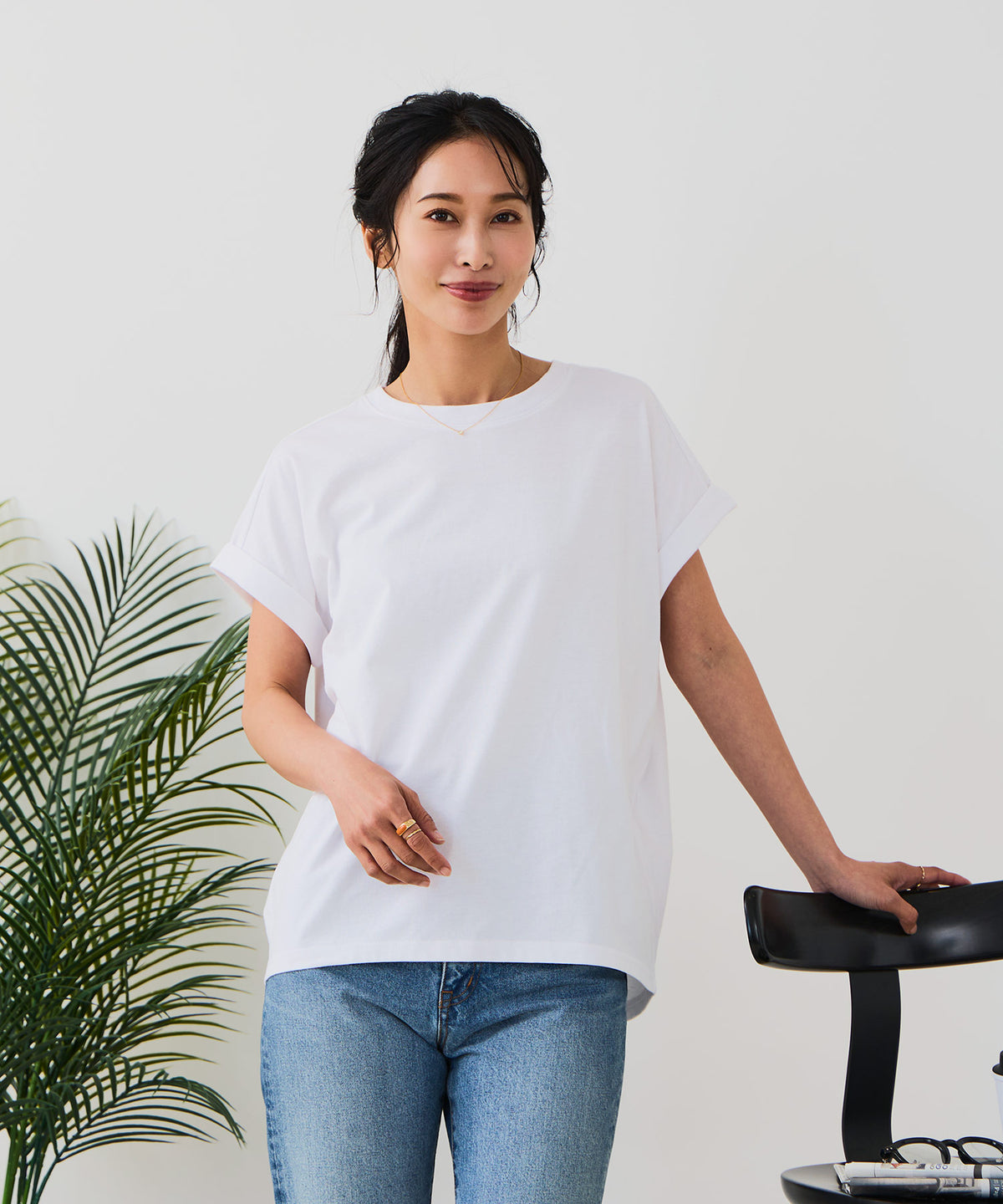 汗染みの目立ちにくいTシャツ ZEROSTAIN/ゼロステイン】ロールカフ