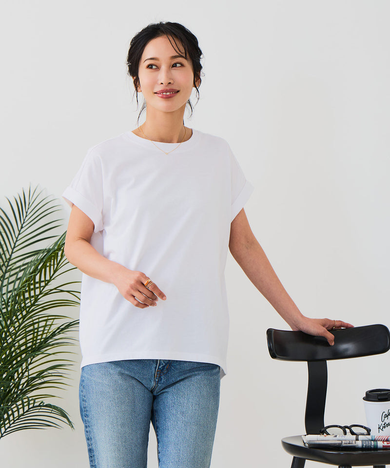 汗染みの目立ちにくいTシャツ ZEROSTAIN/ゼロステイン】ロールカフ