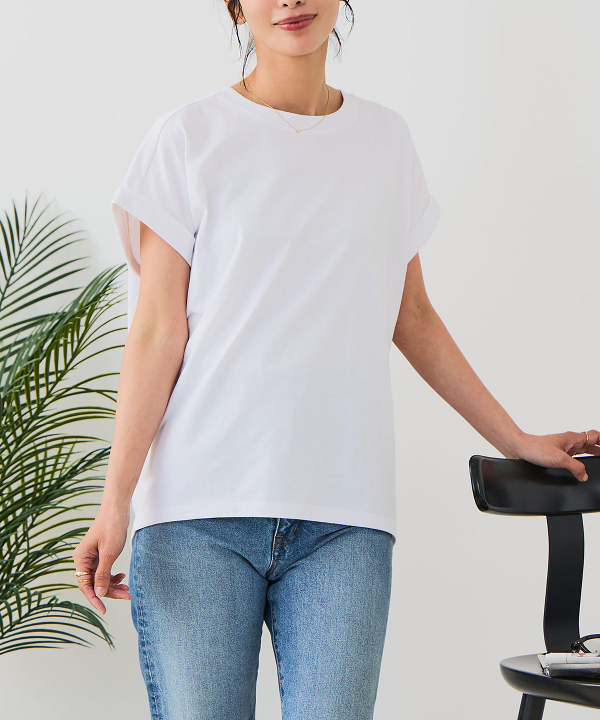 汗染みの目立ちにくいTシャツ ZEROSTAIN/ゼロステイン】ロールカフ