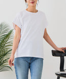 【汗染みの目立ちにくいTシャツ ZEROSTAIN/ゼロステイン】ロールカフラウンドヘムTシャツ レディース 汗染み防止 撥水加工 多機能 zo ❘ジーンズメイト公式オンラインショップ