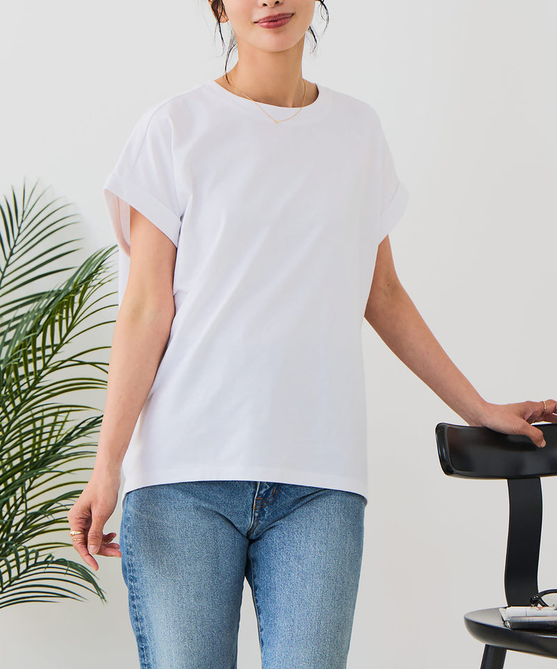 汗かきテイーシャツ 汗染みの目立ちにくいTシャツ ZEROSTAIN/ゼロステイン】ロールカフ