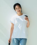 【汗染みの目立ちにくいTシャツ ZEROSTAIN/ゼロステイン】ロールカフラウンドヘムTシャツ レディース 汗染み防止 撥水加工 多機能 zo ❘ジーンズメイト公式オンラインショップ