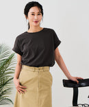 【汗染みの目立ちにくいTシャツ ZEROSTAIN/ゼロステイン】ロールカフラウンドヘムTシャツ レディース 汗染み防止 撥水加工 多機能 zo ❘ジーンズメイト公式オンラインショップ