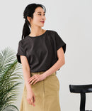 【汗染みの目立ちにくいTシャツ ZEROSTAIN/ゼロステイン】ロールカフラウンドヘムTシャツ レディース 汗染み防止 撥水加工 多機能 zo ❘ジーンズメイト公式オンラインショップ