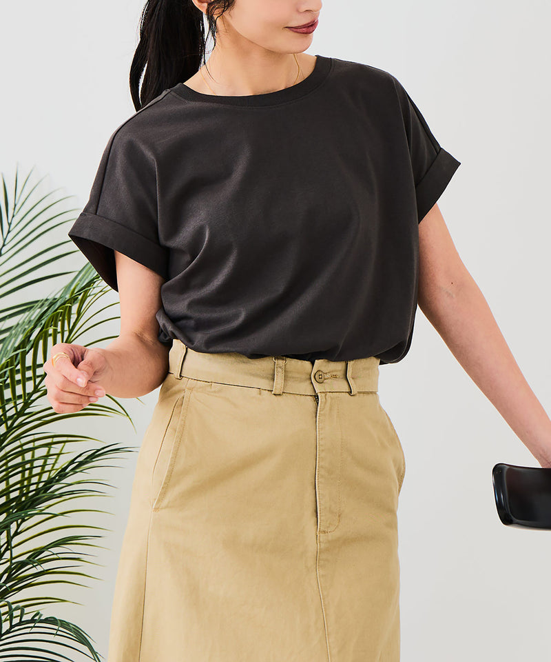 汗染みの目立ちにくいTシャツ ZEROSTAIN/ゼロステイン】ロールカフ