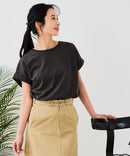 【汗染みの目立ちにくいTシャツ ZEROSTAIN/ゼロステイン】ロールカフラウンドヘムTシャツ レディース 汗染み防止 撥水加工 多機能 zo ❘ジーンズメイト公式オンラインショップ