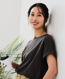 【汗染みの目立ちにくいTシャツ ZEROSTAIN/ゼロステイン】ロールカフラウンドヘムTシャツ レディース 汗染み防止 撥水加工 多機能 zo ❘ジーンズメイト公式オンラインショップ