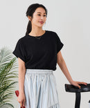 【汗染みの目立ちにくいTシャツ ZEROSTAIN/ゼロステイン】ロールカフラウンドヘムTシャツ レディース 汗染み防止 撥水加工 多機能 zo ❘ジーンズメイト公式オンラインショップ