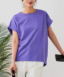 【汗染みの目立ちにくいTシャツ ZEROSTAIN/ゼロステイン】ロールカフラウンドヘムTシャツ レディース 汗染み防止 撥水加工 多機能 zo ❘ジーンズメイト公式オンラインショップ