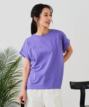 【汗染みの目立ちにくいTシャツ ZEROSTAIN/ゼロステイン】ロールカフラウンドヘムTシャツ レディース 汗染み防止 撥水加工 多機能 zo ❘ジーンズメイト公式オンラインショップ