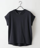 【汗染みの目立ちにくいTシャツ ZEROSTAIN/ゼロステイン】ロールカフラウンドヘムTシャツ レディース 汗染み防止 撥水加工 多機能 zo ブラック ❘ジーンズメイト公式オンラインショップ
