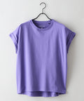 【汗染みの目立ちにくいTシャツ ZEROSTAIN/ゼロステイン】ロールカフラウンドヘムTシャツ レディース 汗染み防止 撥水加工 多機能 zo パープル ❘ジーンズメイト公式オンラインショップ